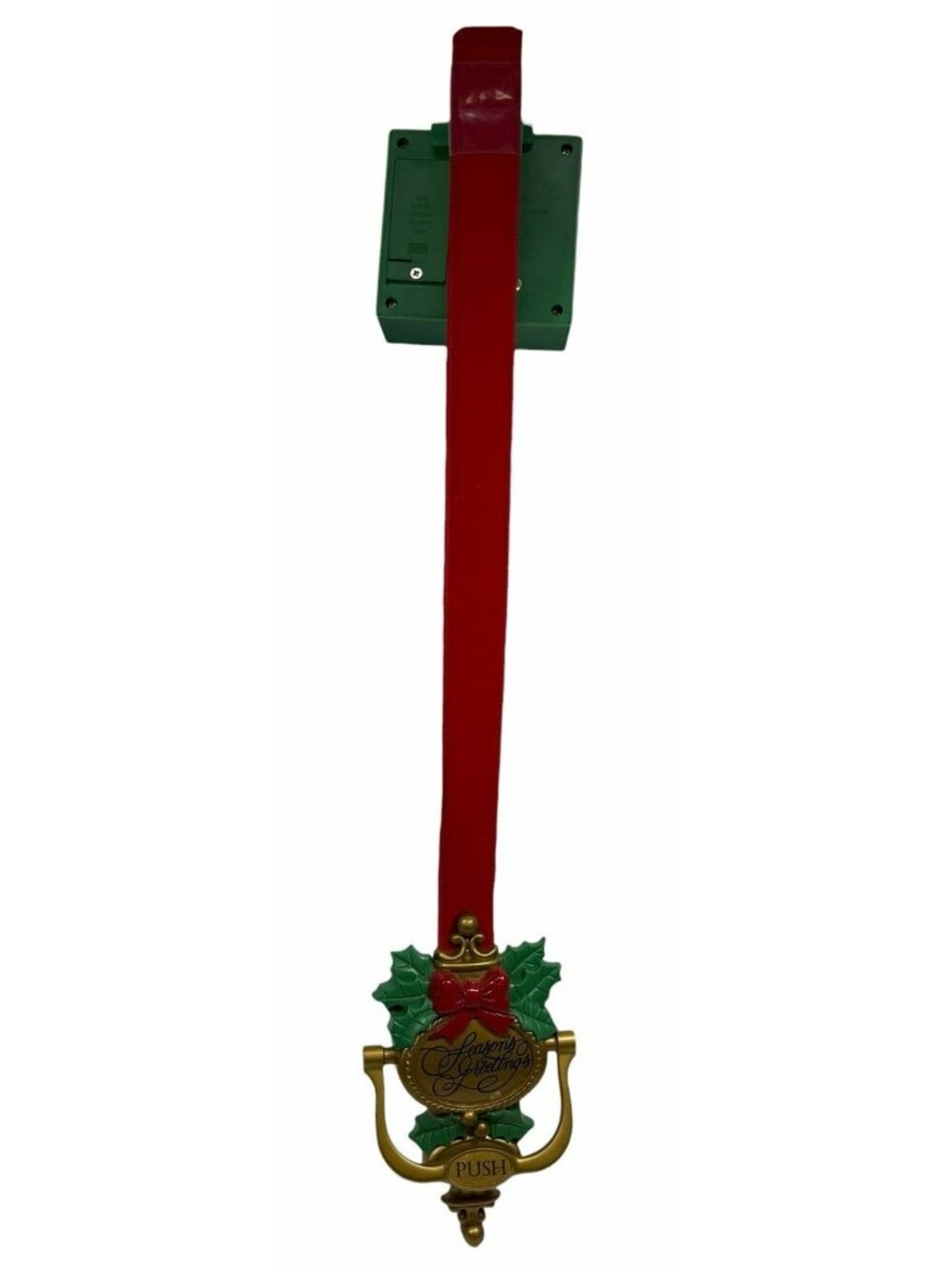 Vintage 24" Noma Holiday Door Knocker Chimes Christmas Wreath Music Bow Holly
